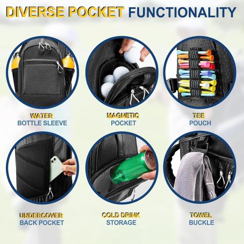 UNIHIMAL 14-Way Golf Stand Bag, Full Length Premium PU Leather Golf Bag with Plush Top, Magnetic Pocket, Dual Strap and Rain Cover for Men
