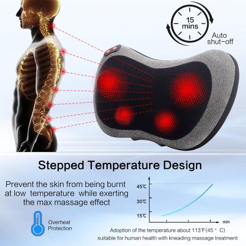 Papillon Shiatsu Back and Neck Massager with Heat, Deep Tissue Kneading,Electric Massage Pillow for Back,Shoulders,Legs,Foot,Body Muscle Pain Relief,Use at Home,Car,Office