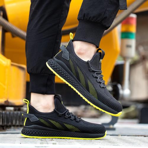 SPIEZ Unisex Safety Shoes for Men 8.5 Women 9.5, Breathable Work Sneakers | Lightweight Composite Toe Shoes Puncture Proof Slip on Safety toe Shoes for Manufacturing Work, Warehouse, Construction