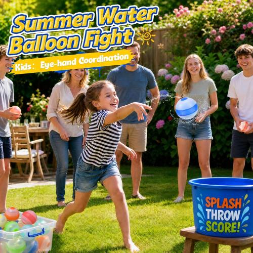 12 Pcs Reusable Water Balloons,Refillable Silicone Water