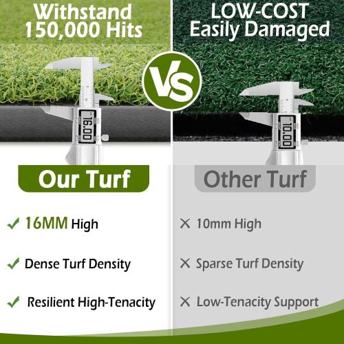 Bearwill Golf Mat 31mm, 5x4ft/5x5ft Elite Golf Hitting Mats for Practice Outdoor Indoor, High-Elasticity Artificial Turf Mat for Garage Simulator Chipping Driving Training