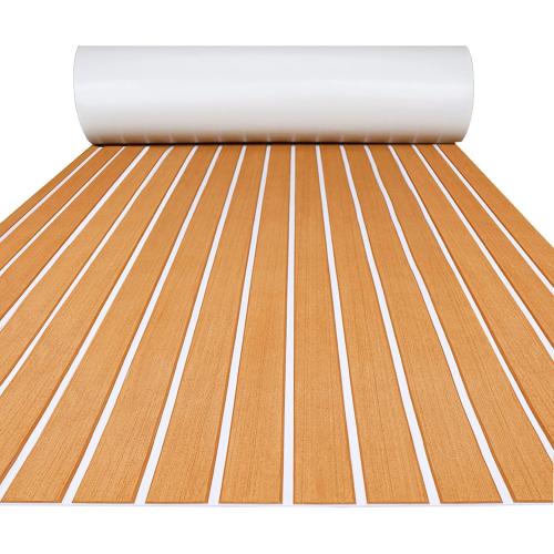FOCEAN Boat Flooring EVA Foam Boat Decking Faux Teak Marine Flooring Marine Mat Sheet for Motorboat Jon Boats Bass Boat RV Kayak, 94.5x 47.2/35.4/23.6/15.7
