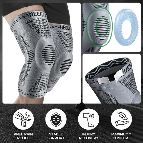 NEENCA Professional Knee Brace for Pain Relief, Medical Knee Support with Patella Pad & Side Stabilizers, Compression Knee Sleeve for Meniscus Tear, ACL, Joint Pain, Runner, Workout (Gray, Small)