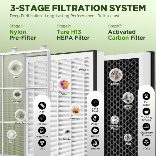 Air Purifiers for Home Large Room up to 2180 Sq Ft, DBFIT HEPA Air Purifier with Washable Nylon Pre-Filter, PM2.5 Air Quality Sensor, Air Cleaner for Pet Hair, Odor, Smoke, Dust, Pollen AP2410