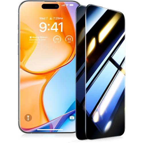 UltraGlass Top 9H  Glass for iPhone 16 Plus Privacy Screen Protector 2024 [No.1 Military Grade Shatterproof & 100% Anti Spy] Privacy Screen Tempered Glass [Longest Durable] 2 Pack