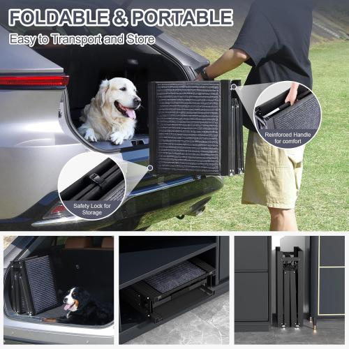 Dog Ramp for Car 63 Long & 17 Wide Portable Dog Ramps for Large Dogs with Non-Slip Rug Surface Dog Car Ramp for SUV Car & Truck, Folding Dog Ramp Up to 250LBS