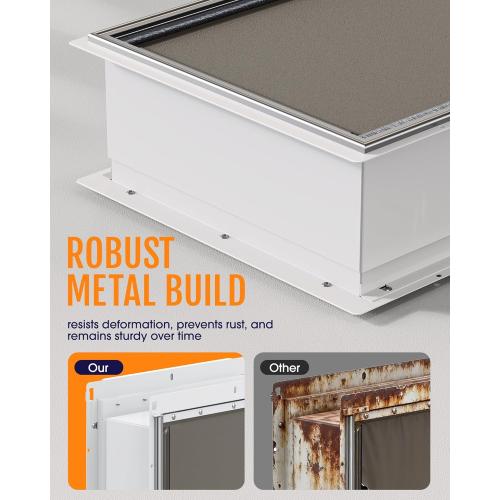 Powools Pet Dog Door for Wall - Robust Steel Pet Door with Magnetic Triple Flaps, 12.6 x 10 Flap Opening, Adjustable Tunnel for 3.4-6 Thick PVC, Wood, Drywall, for Pets Up to 45lb, White