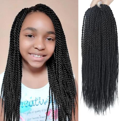 NAYOO Senegalese Twist Crochet Hair for Kids - 8 Packs 14 Inch Small Crochet Hair for Black Women, 30 Strands/Pack Black Crochet Braids Hair, Crochet Twist Hair Hot Water Setting(14 Inch, 1B)