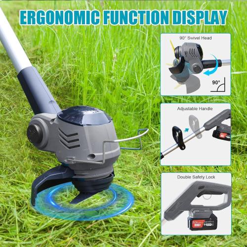 Cordless Weed Wacker Electric Grass Trimmer with 21v 4.0Ah Battery Powered,3-in-1 Brush Cutter Weed Cutter Lawn Trimmer,Lawn,Garden,Yard Care