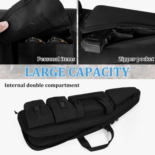 Color green Soft Double Shotgun Rifle Case 32/38/42/46/52/55 Long Rifle Bag for Hunting Shooting Range, Firearm Transportation, With Multiple Magazine Holder Pouches
