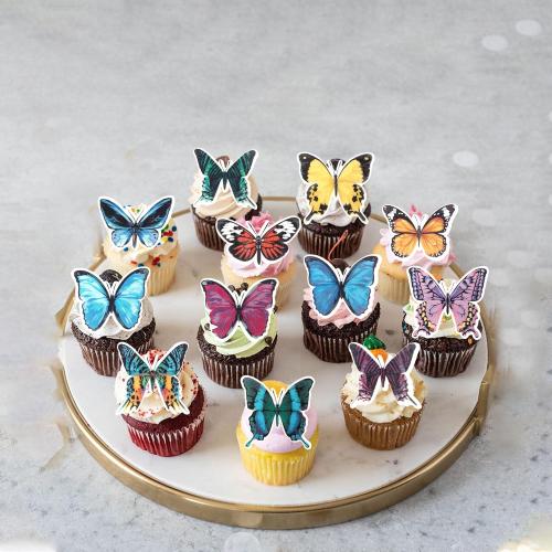 60 Pack Edible 3D Butterfly Cupcake Toppers Cute Realistic 3D Butterfly Cupcake Picks for Butterfly Theme Baby Shower Bridal Shower Boys Girls Birthday Cake Decorations Style 1