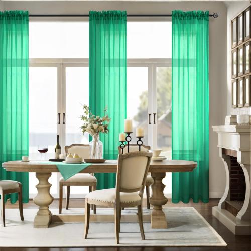 Pitalk Light Green Curtains for Living Room 2 Panels Set Bedroom Sheer Curtains 63 Inch Length