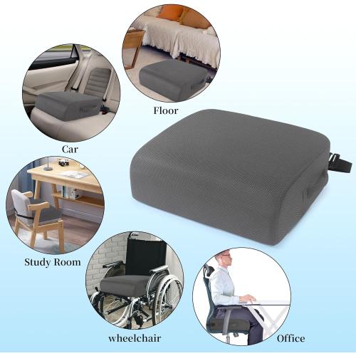 Extra Thick Chair Cushions,Office Chair Booster Seat Cushion to Raise Seat Height for Pain Relief, Non Slip Memory Foam Thick Cushion with Carry Handle（Dark Grey）