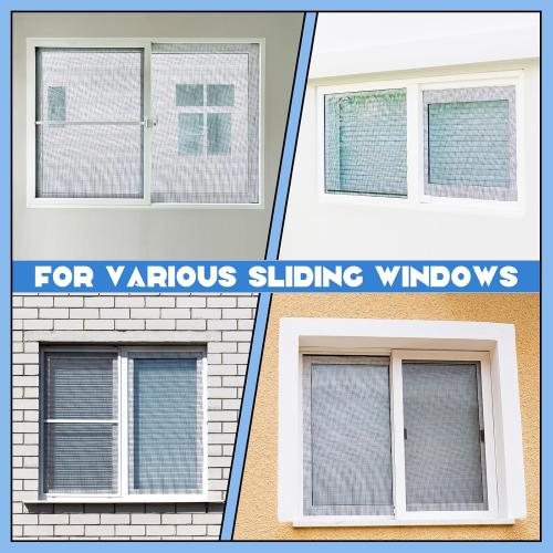 Yaocom 4 Pack Window Screen Kit Aluminum Frame with Corners, Spline, Springs, Pull Tabs, Screen Mesh and Rolling Tool (25'' X 25'')