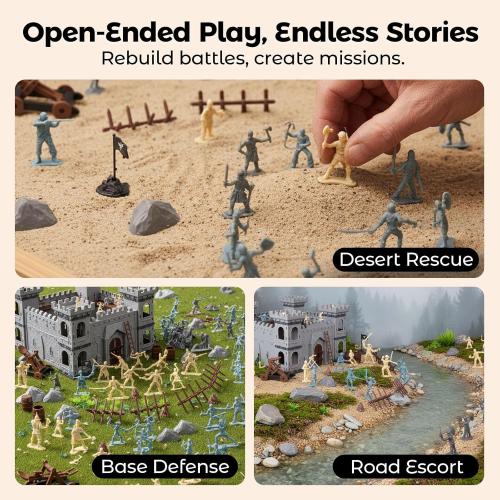 3 otters 310PCS Military Soldier Playset, Toy Soldiers Medieval Knight Army Men Pirate Castle Model Assembly for Boys Birthday Party Gift