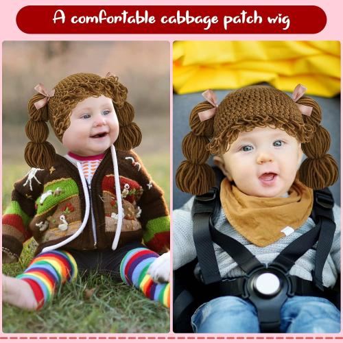 Halloween Cabbage Costume Baby Yarn Wig for Girl Infant Baby Cabbage Wigs for Boys Girls Infant Costume (Brown,Cute)