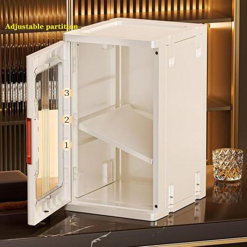 4-Tier Slim Tall Bathroom Storage Cabinet，Narrow Bathroom Storage Cabinet with Transparent Doors and Shelves, Suitable for Small Spaces, Bathrooms, Kitchens, Laundry Rooms,White (9.8x11.4x62.9)