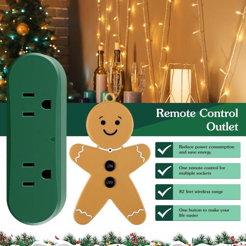 Enhon Wireless Remote Switch for Christmas Tree Lights, Gingerbread Man Wireless Remote for Christmas Tree Lighting Controller On Off Touch (2 Pack)