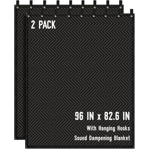2PCS Large Sound Dampening Blanket,96 x 80 Sound Absorbing Studio Blanket,Noise Cancelling Studio Acoustic Blanket Curtain/Light Blocker/Moving Blanket
