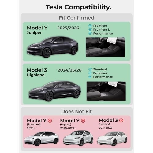 Charging Pad Cover for Tesla Model Y Juniper (2025/2026) & Model 3 Highland (2024/25/26) - Ultra Thin Silicone Mat Protector, Unobstructed Wireless Charging - Black