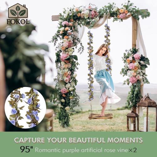 2026 Upgraded Large Wooden Swing Seat, 24x 8, Hanging Tree Swing for Adults & Kids, 500lbs Load, Adjustable Nylon Rope & Tree Straps, Indoor/Outdoor Swings with Purple Floral Garland