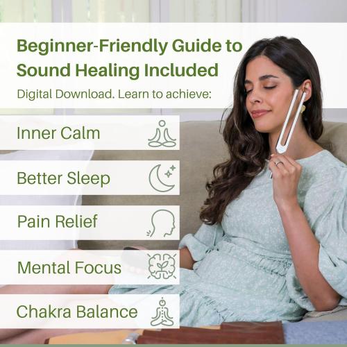 Resonance Tuning Forks for Healing Set - 128Hz, 136.1Hz, 256Hz, 384Hz Weighted & Unweighted Tuning Fork Set Includes Hockey Puck Activator - Chakra Sound Therapy Instruments in a Vegan Leather Pouch