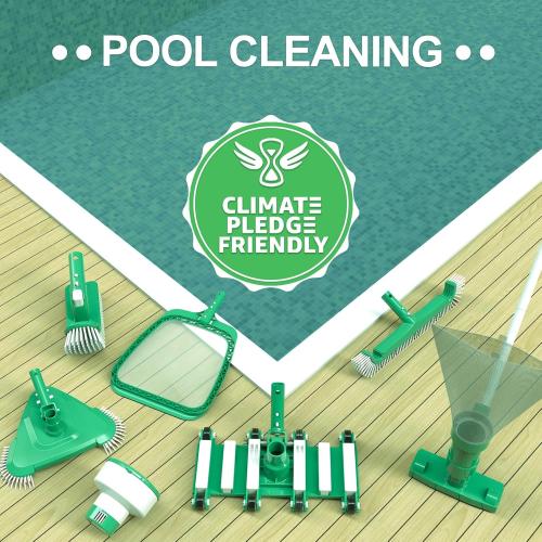 Poolvio Triangular Pool Vacuum Head with Side Brush, Swivel Hose Connection, EZ Clip Handle - Connect 1-1/4, 1-1/2 Hose for Inground and Above Ground Swmming Pools