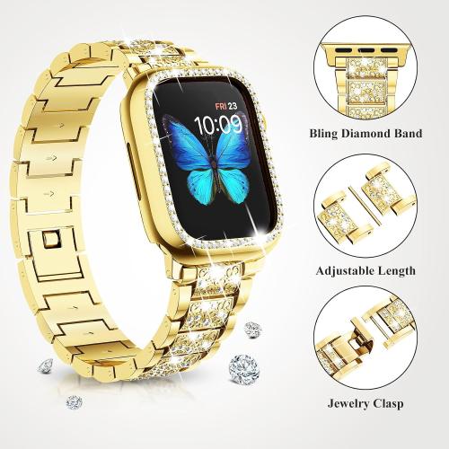 SUPOIX for Apple Watch Band S11/10 42mm Case,Bling Bands for Women-Gold