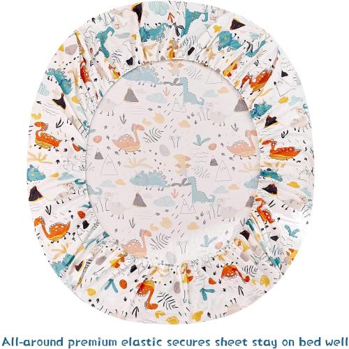 JSD Kids Dinosaur Sheet Set Twin Size, 3 Piece Soft Printed Microfiber Bed Sheets for Boys Girls Deep Pocket