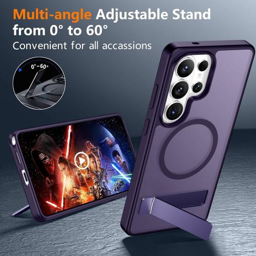 SPIDERCASE Magnetic for Samsung Galaxy S26 Ultra Case,[Built-in Invisible Kickstand][Compatible with Magsafe] Slim Translucent Matte Phone Case for S26 Ultra 6.9'', Purple