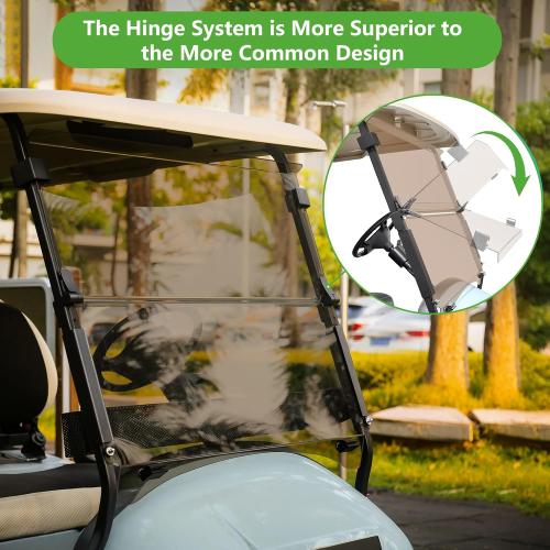 Size 37.5W X 33.6H 10L0L Golf Cart Windshield for Club Car Precedent 2004-Up, Tempo, Clear/Tinted Fold Down Club Car Windshield Anti-UV Impact Resistant - Size 37.5W X 33.6H