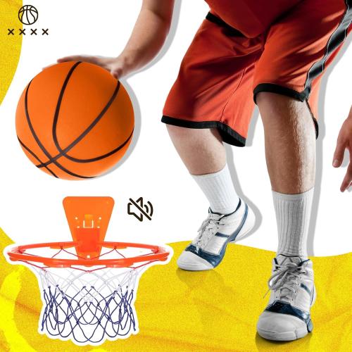 Silent Basketball and Hoop Set Soft Foam Indoor Basketball No Noise for Indoor Dribbling and Shooting Practice Ideal for Teens Adults