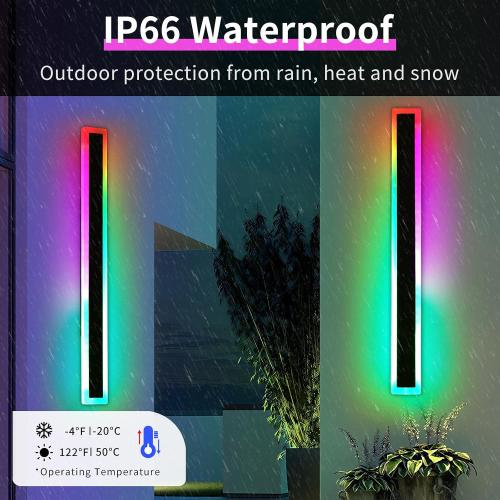 47inch Modern Wall Lights Outdoor, 10 Colour Variations Dimmable Long Wall Sconce, IP65 Waterproof 3000K-6000K Simple Acrylic Exterior Wall Lighting Fixtures for House Garage Front Patio