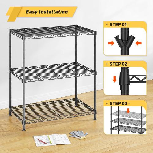 Storage Shelves Adjustable Wire Shelving Metal Wire Rack Shelving Unit Storage Shelf for Kitchen Laundry Room Pantry Closet Bathroom 23x30x13