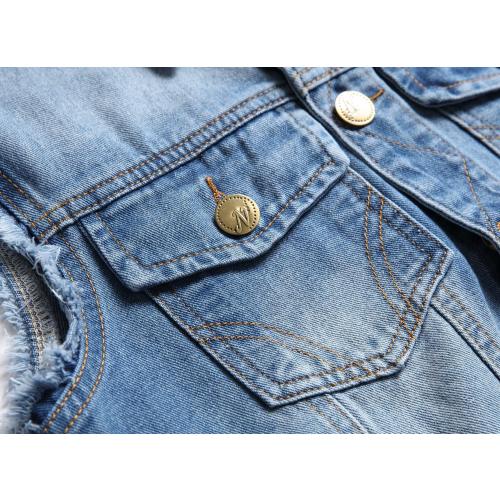 Size/2xl Denim Vest Men Lapel Sleeveless Slim Fit Retro Ripped Casual Jean Vest for Men's
