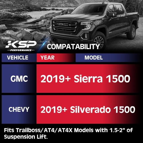 KSP Front Upper Control Arms for Chevy Silverado 1500 2019-2026, 2-4 Adjustable Front UCA in 3pcs Ball Joints for 2019  GMC Sierra 1500 Truck, Aftermarket Lift Suspension Arms with Rubber Bushing