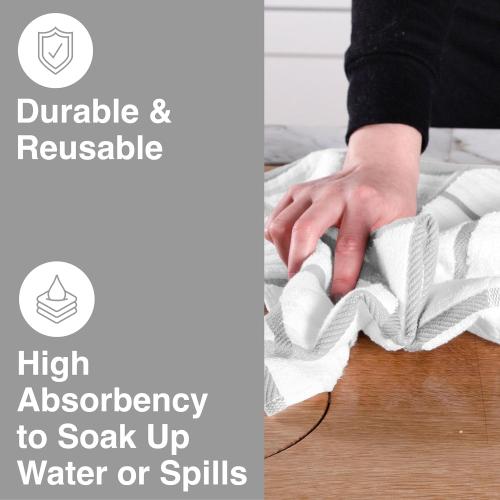 All-Clad Checked Kitchen Towel: Highly Absorbent, Super Soft Long Lasting - 100% Cotton, 17x30 Tea Towel for Cleaning & Drying Dishes, Pans, Glassware, or Countertops, (6-Pack), Titanium Gray