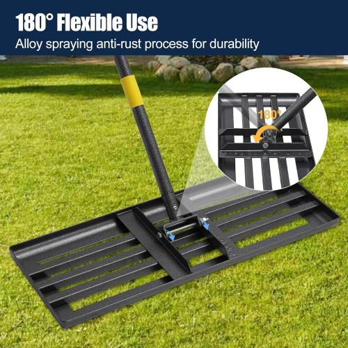 Extra Wide 30 Leveling Rake for Lawn Care - 60in Extendable Stainless Steel Handle with Ergonomic Grip | Professional Grass Leveling Tool for Golf Courses, Soccer Fields, Backyard Turf Maintenance