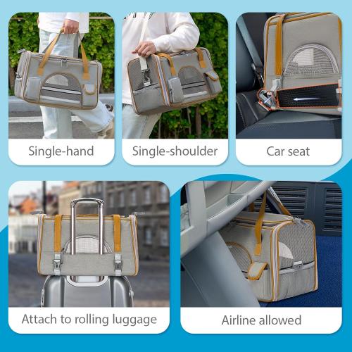 18x11x11 Inches Cat Carrier– Fits Pets Up to 17 lbs, Anti-Collapse Design, Multiple Storage Pockets, Cat Carrier Soft Ideal for Medium Cats, Puppy, Rabbits and Other Small Animals