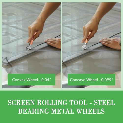 Screen Roller Tool - Rolling Tool for Installing Door & Window Screens & Repair - Spline Roller with Wood Handle & Steel Bearing Wheel - Professional Rolling Tool - Double Ended Hand Spline Roller