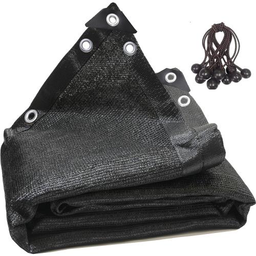 90% Black 20ft x 40ft High Density Fabric Shade Sun Shade Cloth Shade Mesh Canopy Taped Edge with Grommets for Garden Patio, 12pcs Bungee Balls Ropes Included