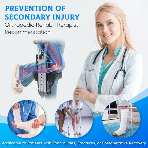 Crutch with Knee Rest Pads | Adjustable Pain Free Knee Crutch with Ergonomic Support Platform | Knee-Rest Pads for Single Leg Injuries | Crutch not Included