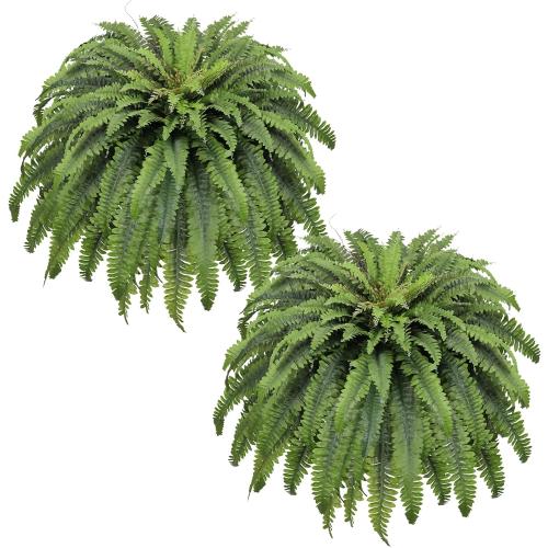 50 Fake Ferns Artificial Plants Large, 98 Fronds 2 Artificial Ferns for Outdoors and Indoors, Suitable for Planter Garden Porch Office Decor