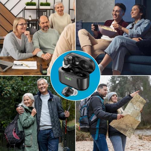 Rechargeable Hearing Aids with Bluetooth for Seniors and Adults - Digital Personal Sound Hearing Amplifiers Pair w/Charging HD LCD Carrying Case, Active Noise Cancelling, No-Programming, Easy to Use