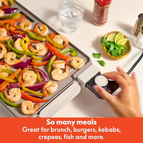 bella 10 x 20 Electric Griddle with Warming Tray, EverGood™ Ceramic Nonstick Coating & Removable Temperature Probe, Dishwasher-Safe Drip Tray & Cool Touch Handles, 1500 Watt, Oatmilk