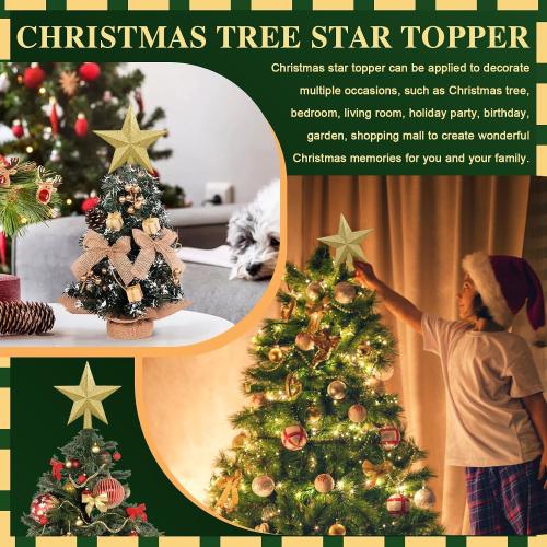 Leuceiy Christmas Tree Topper 10 Inch,Glitter Christmas Ornaments Star Xmas Decoration on Tree for Holiday Ornament or Home Decor(Gold)