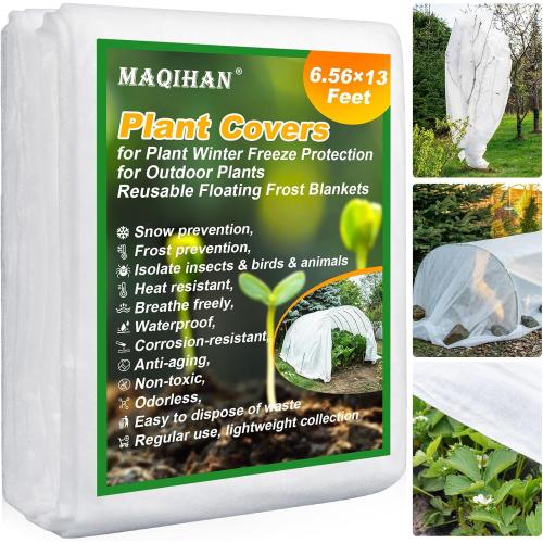MAQIHAN Plant Cover - 6.5 ft x 13 ft Plant Covers Freeze Protection, Non-Woven Winter Freeze Protection, Reusable Floating Row Frost Blankets for Outdoor Garden, Frost Cloth for Cold Weather Snow