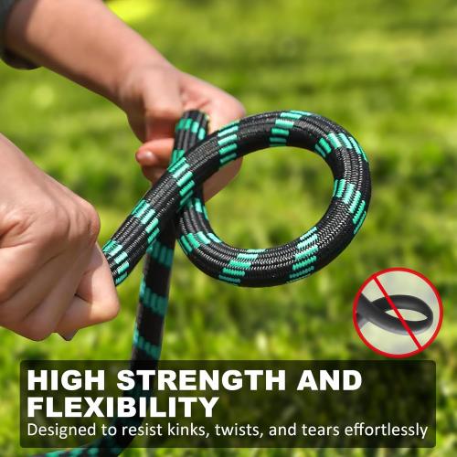 Garden Hose 50 ft, 2025 Upgarded Flexible Water Hose 50ft With 10-Pattern Spray Nozzle, Kink-Free, Lightweight, Durable, Leak-Proof Solid Brass Fittings (Black & Cyan)