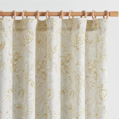 jinchan Floral Curtains 108 Inch Length Mustard Yellow Flower Linen Farmhouse Curtain for Living Room French Country Vintage Curtain Rod Pocket Curtains Set 2 Panels Floral Printed