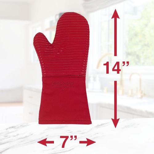 6 packs, All Clad Silicone Oven Mitt: Heat Resistant up to 500 Degrees - 100% Cotton & Silicone, 14x7 Oven Mitt for Kitchen and Barbeque,  Chili